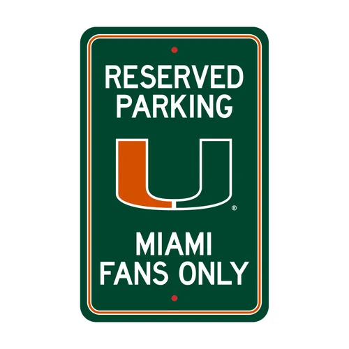 Fan Mats Miami Hurricanes Team Color Reserved Parking Sign Decor 18In. X 11.5In. Lightweight