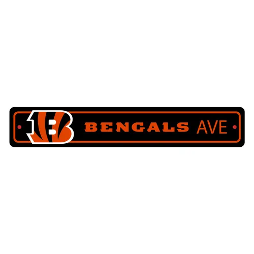 Fan Mats Cincinnati Bengals Team Color Street Sign Decor 4In. X 24In. Lightweight