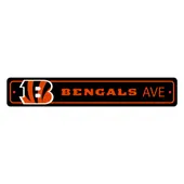 Fan Mats Cincinnati Bengals Team Color Street Sign Decor 4In. X 24In. Lightweight