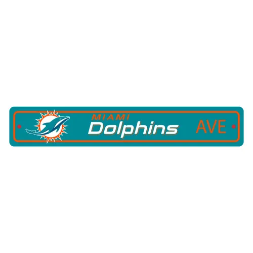 Fan Mats Miami Dolphins Team Color Street Sign Decor 4In. X 24In. Lightweight