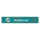 Fan Mats Miami Dolphins Team Color Street Sign Decor 4In. X 24In. Lightweight