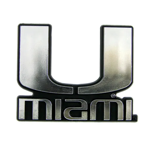 Fan Mats Miami Hurricanes Molded Chrome Plastic Emblem