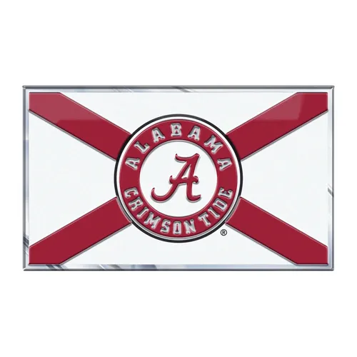 Fan Mats Alabama Crimson Tide State Flag Aluminum Embossed Emblem