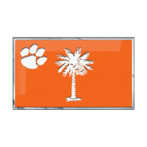 Fan Mats Clemson Tigers State Flag Aluminum Embossed Emblem