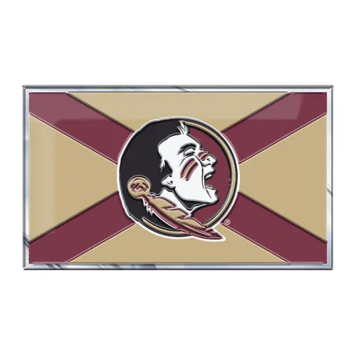 Fan Mats Florida State Seminoles State Flag Aluminum Embossed Emblem
