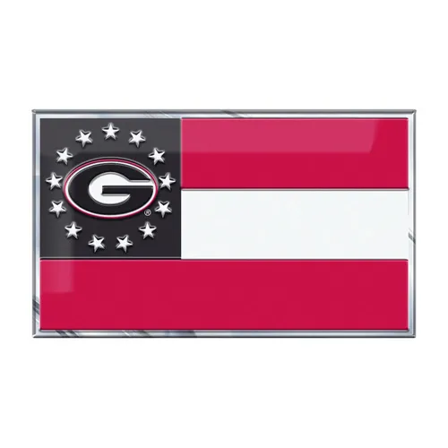Fan Mats Georgia Bulldogs State Flag Aluminum Embossed Emblem