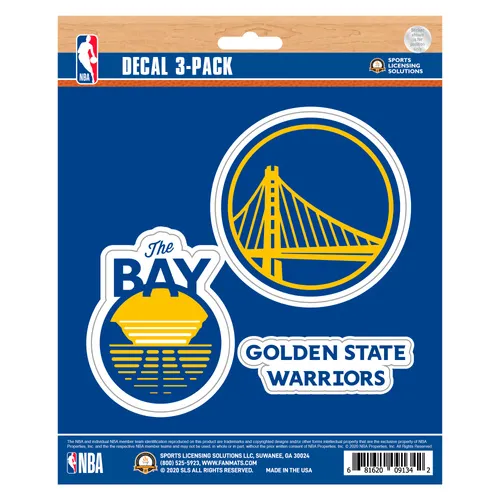 Fan Mats Golden State Warriors 3 Piece Decal Sticker Set