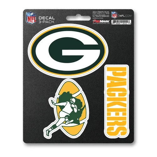 Fan Mats Green Bay Packers 3 Piece Decal Sticker Set