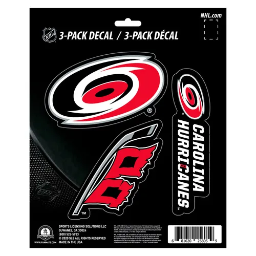 Fan Mats Carolina Hurricanes 3 Piece Decal Sticker Set