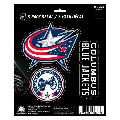 Fan Mats Columbus Blue Jackets 3 Piece Decal Sticker Set