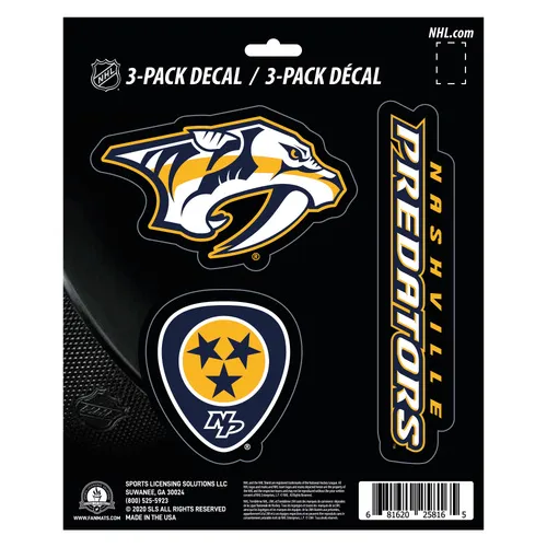 Fan Mats Nashville Predators 3 Piece Decal Sticker Set