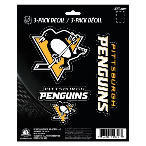 Fan Mats Pittsburgh Penguins 3 Piece Decal Sticker Set