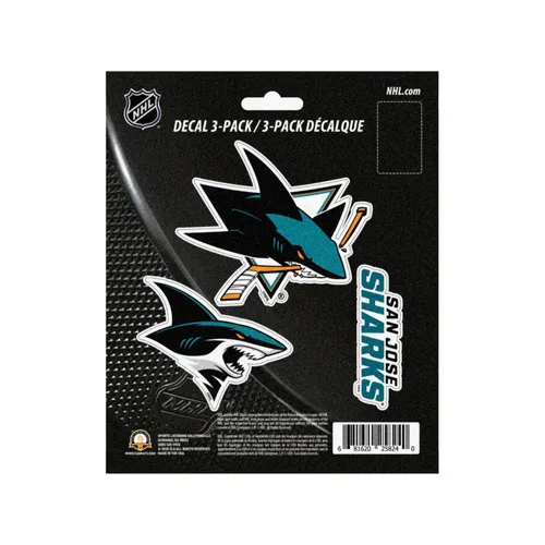 Fan Mats San Jose Sharks 3 Piece Decal Sticker Set