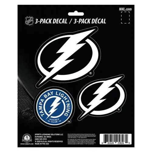 Fan Mats Tampa Bay Lightning 3 Piece Decal Sticker Set