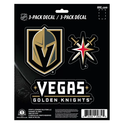 Fan Mats Vegas Golden Knights 3 Piece Decal Sticker Set