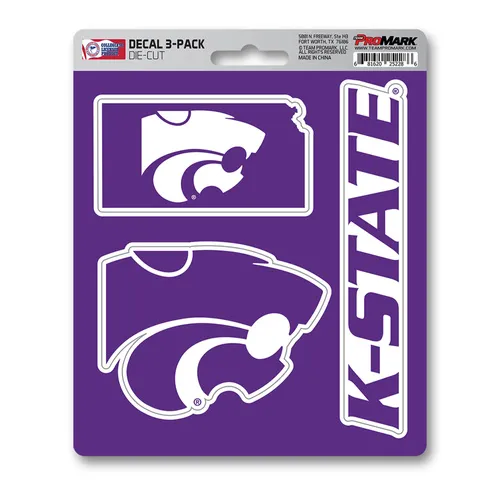 Fan Mats Kansas State Wildcats 3 Piece Decal Sticker Set