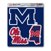 Fan Mats Ole Miss Rebels 3 Piece Decal Sticker Set