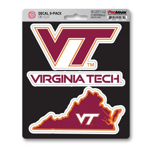 Fan Mats Virginia Tech Hokies 3 Piece Decal Sticker Set