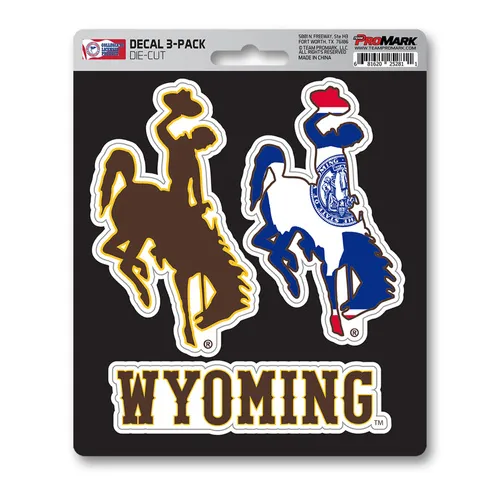 Fan Mats Wyoming Cowboys 3 Piece Decal Sticker Set