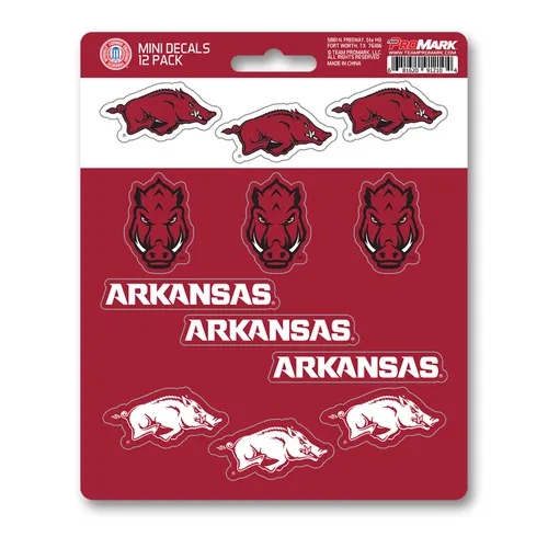 Fan Mats Arkansas Razorbacks 12 Count Mini Decal Sticker Pack