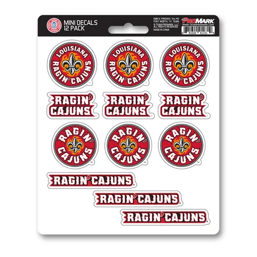 Fan Mats Louisiana-Lafayette Ragin' Cajuns 12 Count Mini Decal Sticker Pack