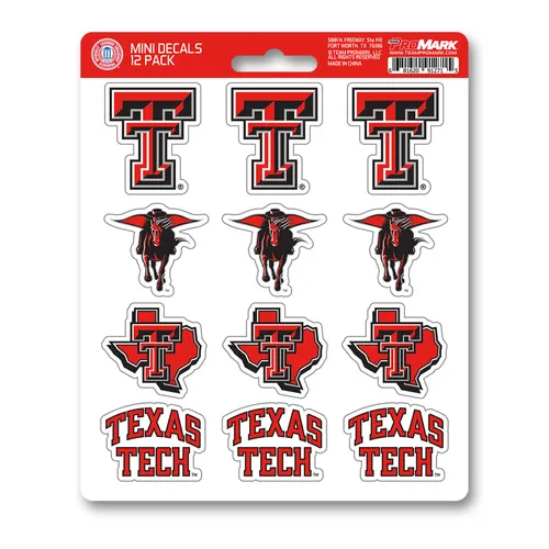 Fan Mats Texas Tech Red Raiders 12 Count Mini Decal Sticker Pack