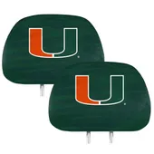 Fan Mats Miami Hurricanes Printed Head Rest Cover Set - 2 Pieces