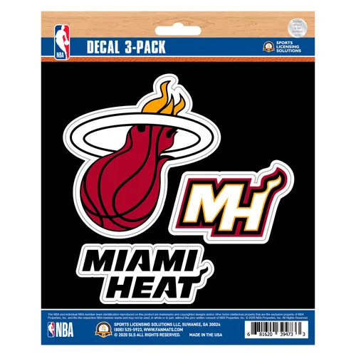 Fan Mats Miami Heat 3 Piece Decal Sticker Set