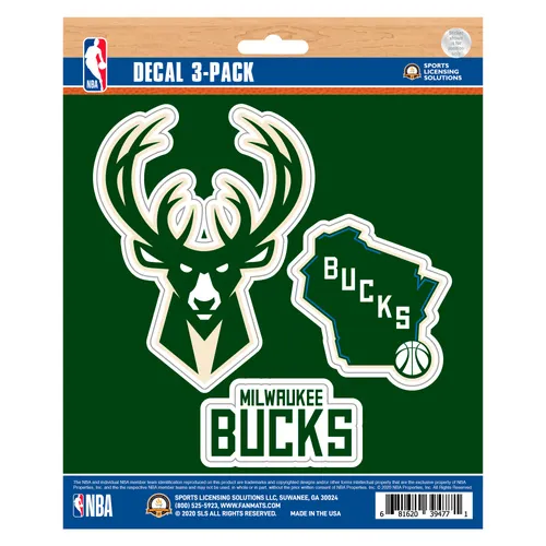 Fan Mats Milwaukee Bucks 3 Piece Decal Sticker Set