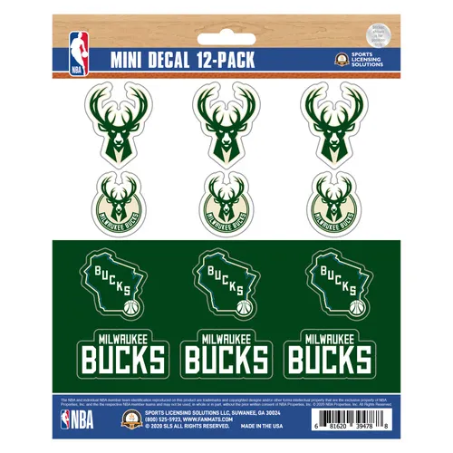 Fan Mats Milwaukee Bucks 12 Count Mini Decal Sticker Pack