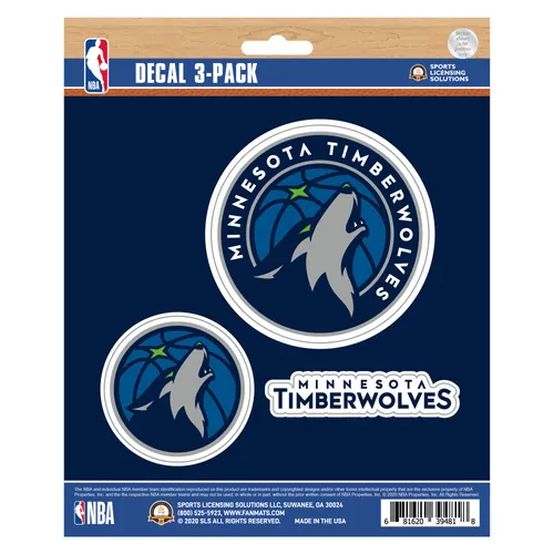 Fan Mats Minnesota Timberwolves 3 Piece Decal Sticker Set