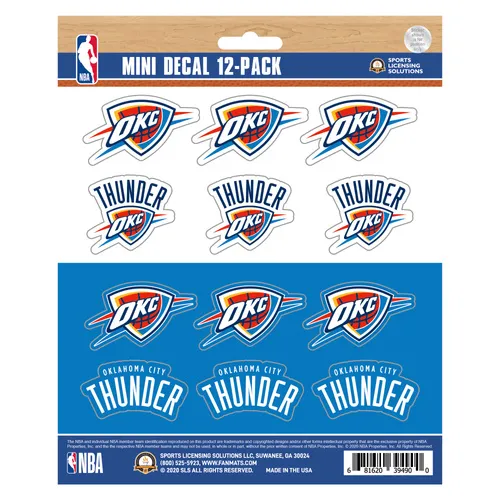 Fan Mats Oklahoma City Thunder 12 Count Mini Decal Sticker Pack