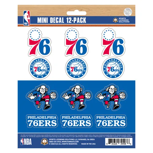 Fan Mats Philadelphia 76Ers 12 Count Mini Decal Sticker Pack