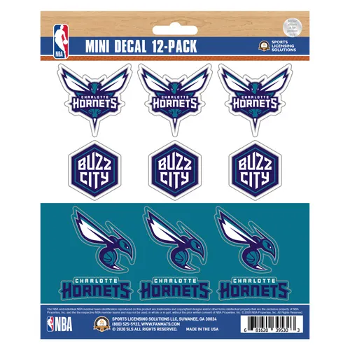 Fan Mats Charlotte Hornets 12 Count Mini Decal Sticker Pack