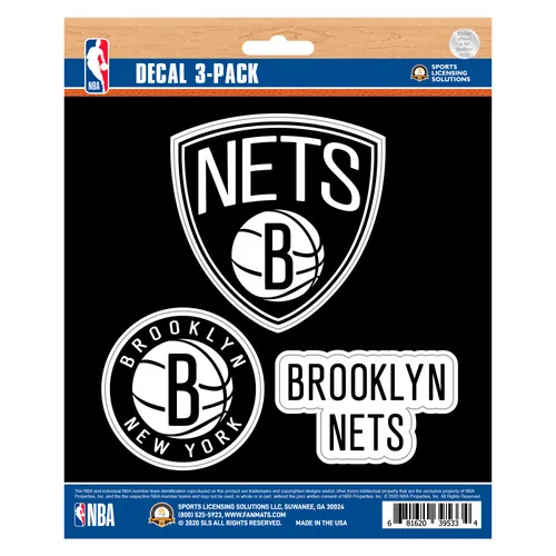 Fan Mats Brooklyn Nets 3 Piece Decal Sticker Set