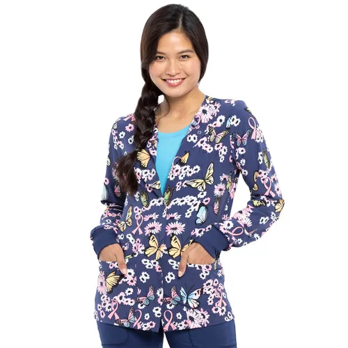 Cherokee Women Snap Front Print Warm-Up Jacket CK321. Embroidery is available on this item.