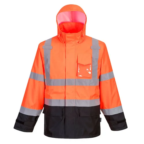 Portwest Hi-Vis Contrast Rain Jacket US366. Decorated in seven days or less.