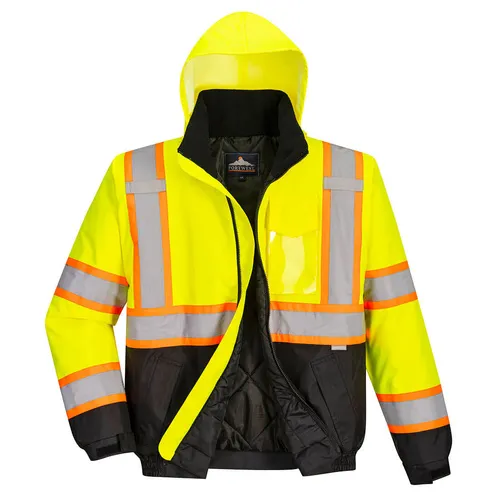 Portwest Hi-Vis Contrast Tape Bomber Jacket US368. Decorated in seven days or less.