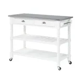 Fc French Country 3 Tier Stainless Steel Kitchen Cart With Drawers