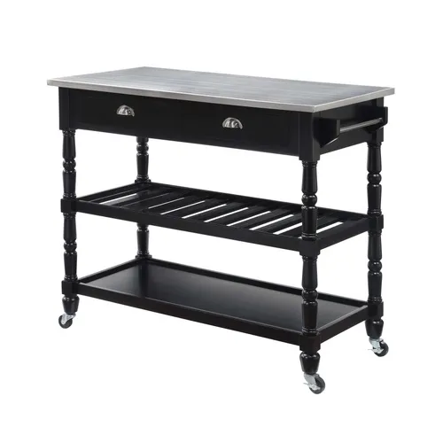 Fc French Country 3 Tier Stainless Steel Kitchen Cart With Drawers