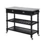 Fc French Country 3 Tier Stainless Steel Kitchen Cart With Drawers