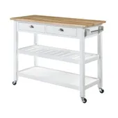 Ah American Heritage 3 Tier Butcher Block Kitchen Cart With Drawers