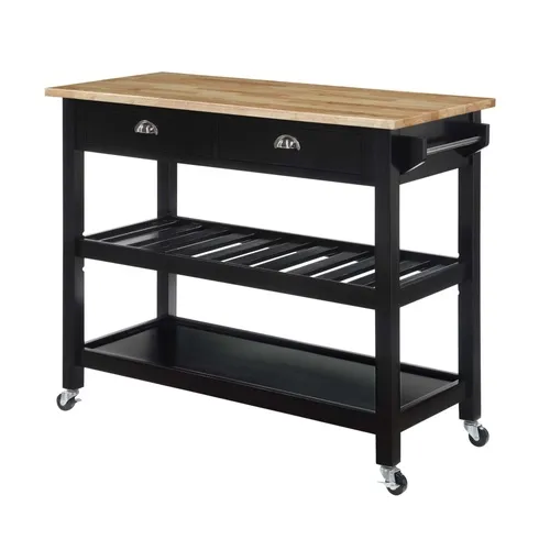 Ah American Heritage 3 Tier Butcher Block Kitchen Cart With Drawers