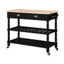 Fc French Country 3 Tier Butcher Block Kitchen Cart With Drawers