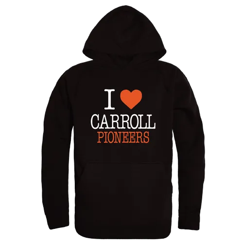 W Republic I Love Hoodie Carroll University Pioneers 553-508