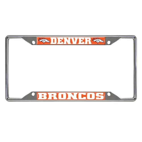 Fan Mats Denver Broncos Chrome Metal License Plate Frame, 6.25In X 12.25In