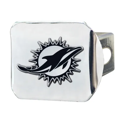 Fan Mats Miami Dolphins Chrome Metal Hitch Cover With Chrome Metal 3D Emblem