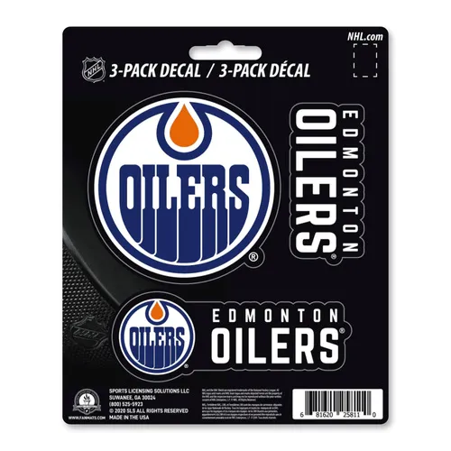 Fan Mats Edmonton Oilers 3 Piece Decal Sticker Set