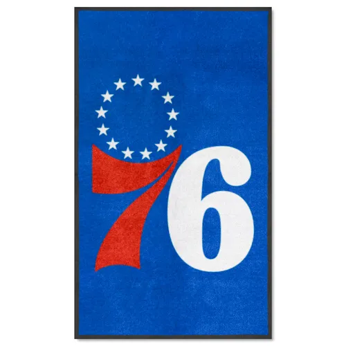 Fan Mats Philadelphia 76Ers 3X5 High-Traffic Mat With Durable Rubber Backing - Portrait Orientation