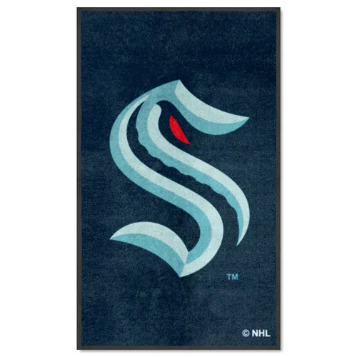 Fan Mats Seattle Kraken 3X5 High-Traffic Mat With Durable Rubber Backing - Portrait Orientation